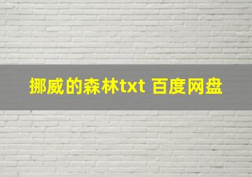 挪威的森林txt 百度网盘